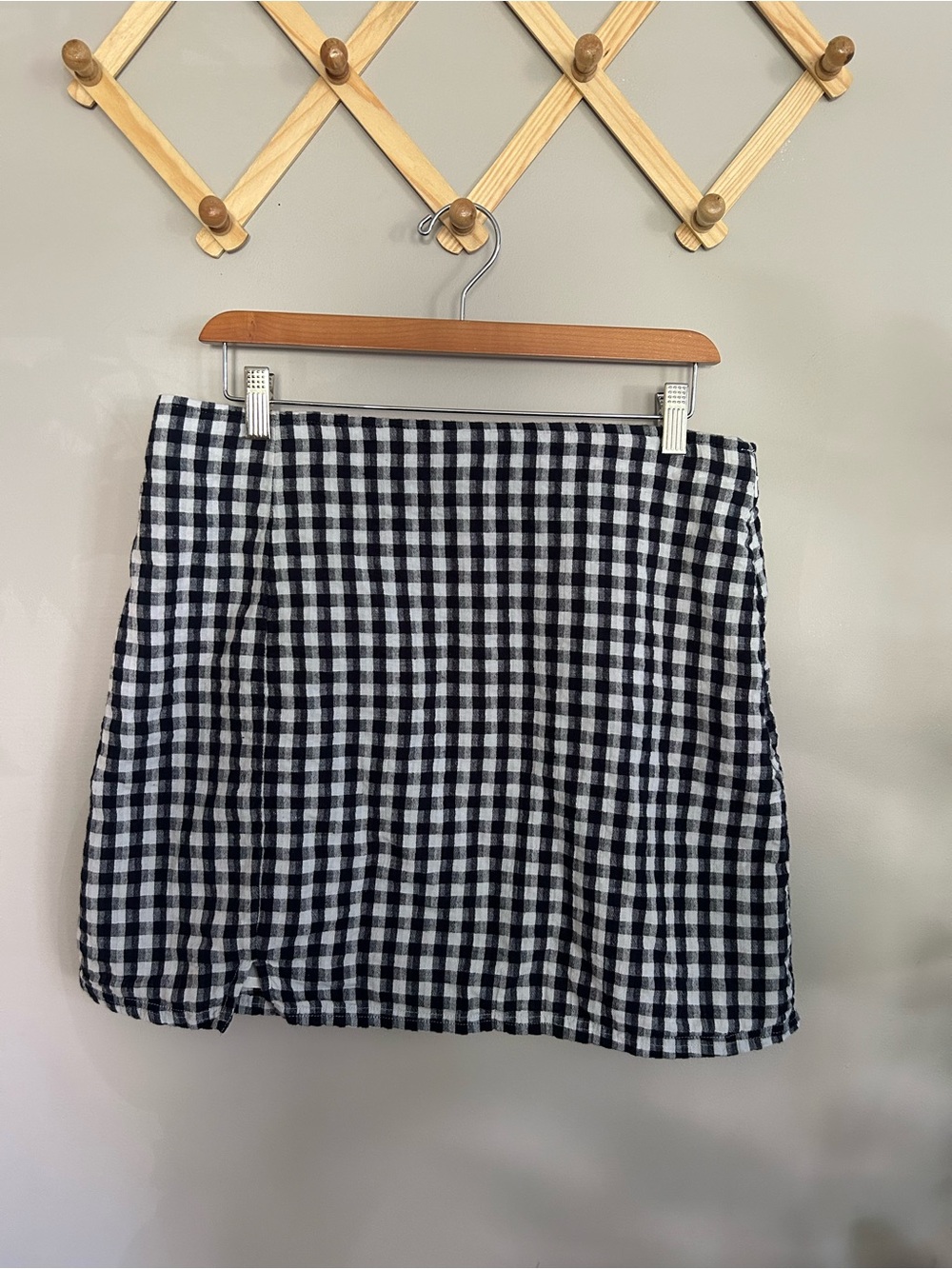 American Eagle Navy Gingham Mini Skirt